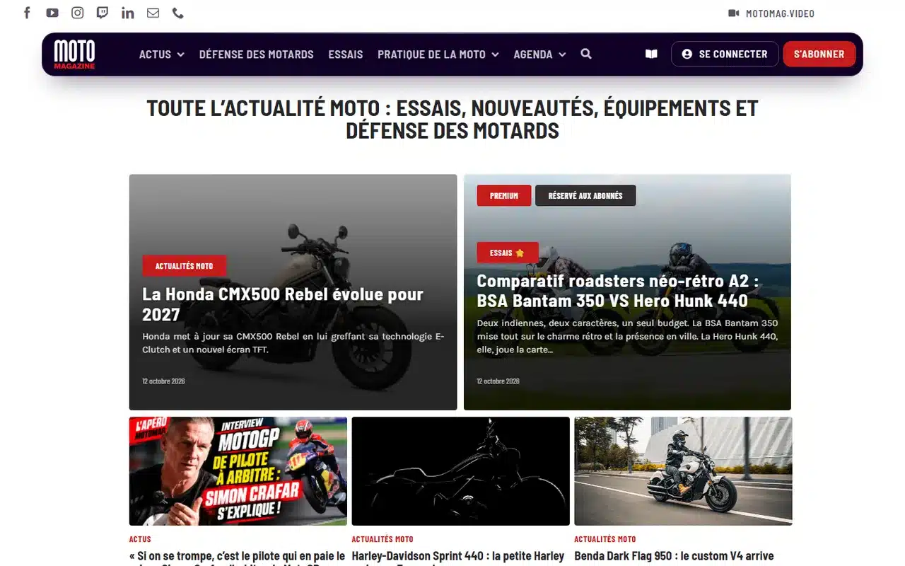 Accueil, cadre hero MotoMag