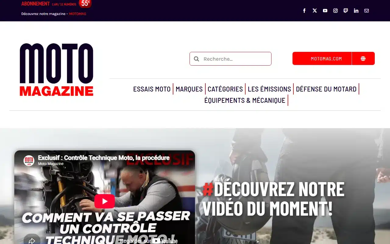 Réalisation MotoMag Vidéo, page d’accueil